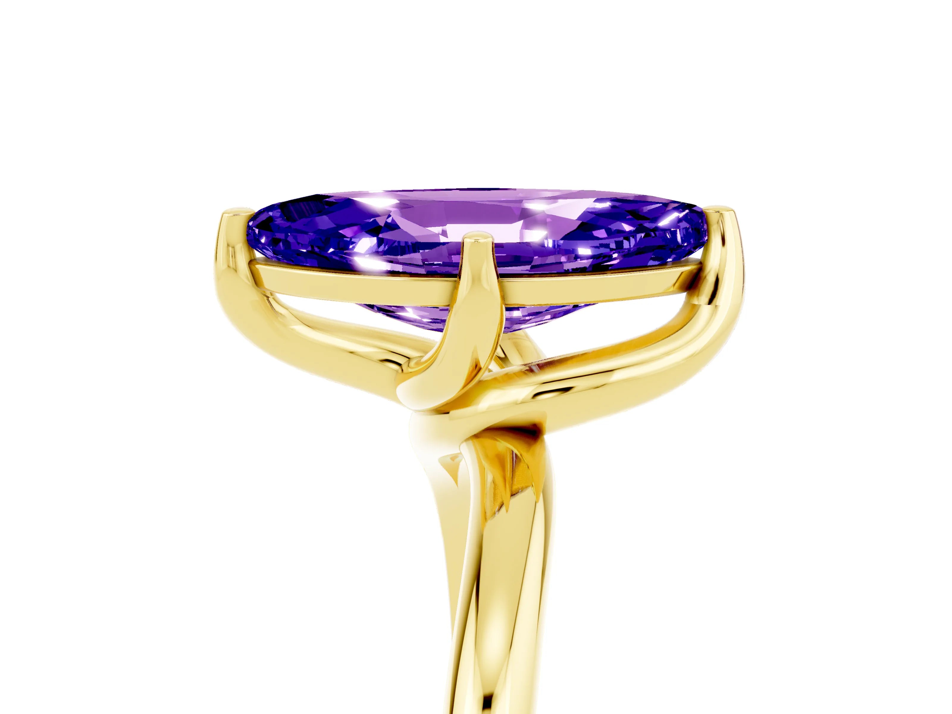 Yellow gold Marquise Cut Tanzanite Solitaire Engagement Ring with Four-Prong Setting and Classic Band_17