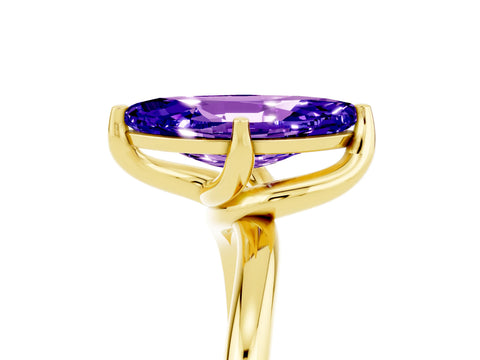 Yellow gold Marquise Cut Tanzanite Solitaire Engagement Ring with Four-Prong Setting and Classic Band_17