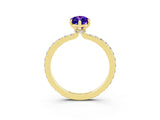 Yellow gold Marquise Cut Tanzanite Solitaire Engagement Ring with Pavé Band and Four-Prong Setting_3