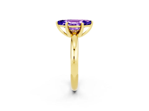 Yellow gold Marquise Cut Tanzanite Solitaire Engagement Ring with Round Band and Four-Prong Setting_2