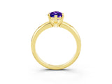 Yellow gold Marquise Cut Tanzanite Solitaire Engagement Ring with Round Band and Four-Prong Setting_3