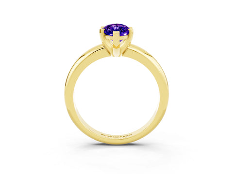 Yellow gold Marquise Cut Tanzanite Solitaire Engagement Ring with Round Band and Four-Prong Setting_3