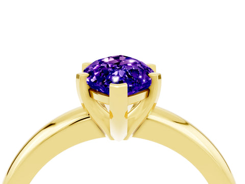 Yellow gold Marquise Cut Tanzanite Solitaire Engagement Ring with Round Band and Four-Prong Setting_4