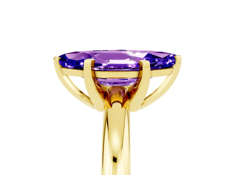 Yellow gold Marquise Cut Tanzanite Solitaire Engagement Ring with Round Band and Four-Prong Setting_5