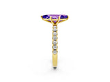Yellow gold Marquise Cut Tanzanite Solitaire Pavé Band with Four-Prong Setting_2