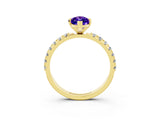 Yellow gold Marquise Cut Tanzanite Solitaire Pavé Band with Four-Prong Setting_3