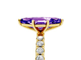 Yellow gold Marquise Cut Tanzanite Solitaire Pavé Band with Four-Prong Setting_5