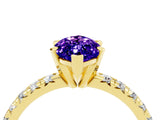 Yellow gold Marquise Cut Tanzanite Solitaire Pavé Engagement Ring with Round Band and Prong Setting_16