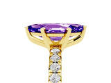 Yellow gold Marquise Cut Tanzanite Solitaire Pavé Engagement Ring with Round Band and Prong Setting_77