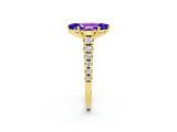 Yellow gold Marquise Cut Tanzanite Solitaire Ring with Cathedral Setting and Pavé Band_2