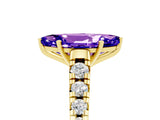 Yellow gold Marquise Cut Tanzanite Solitaire Ring with Cathedral Setting and Pavé Band_5