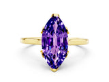 Yellow gold Marquise Cut Tanzanite Solitaire Ring with Flower Prong Setting and Classic Band_12