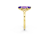 Yellow gold Marquise Cut Tanzanite Solitaire Ring with Flower Prong Setting and Classic Band_14