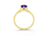 Yellow gold Marquise Cut Tanzanite Solitaire Ring with Flower Prong Setting and Classic Band_15