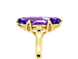 Yellow gold Marquise Cut Tanzanite Solitaire Ring with Flower Prong Setting and Classic Band_17