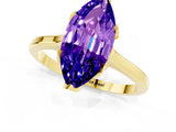 Yellow gold Marquise Cut Tanzanite Solitaire Ring with Flower Prong Setting and Classic Band_37