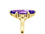 Yellow gold Marquise Cut Tanzanite Solitaire Ring with Flower Prong Setting and Classic Band_41