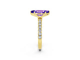 Yellow gold Marquise Cut Tanzanite Solitaire Ring with Pavé Accents and Four-Prong Setting_2