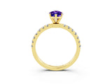Yellow gold Marquise Cut Tanzanite Solitaire Ring with Pavé Accents and Four-Prong Setting_3
