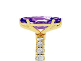 Yellow gold Marquise Cut Tanzanite Solitaire Ring with Pavé Accents and Four-Prong Setting_5