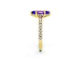 Yellow gold Marquise Cut Tanzanite Solitaire Ring with Pavé Band and Four-Prong Setting_26