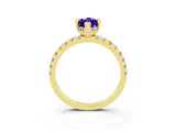 Yellow gold Marquise Cut Tanzanite Solitaire Ring with Pavé Band and Four-Prong Setting_27