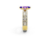 Yellow gold Marquise Cut Tanzanite Solitaire Ring with Pavé and Channel Set Band_2