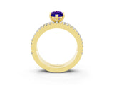 Yellow gold Marquise Cut Tanzanite Solitaire Ring with Pavé and Channel Set Band_3