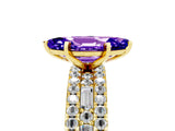 Yellow gold Marquise Cut Tanzanite Solitaire Ring with Pavé and Channel Set Band_5