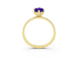Yellow gold Marquise Cut Tanzanite Solitaire Ring with Pave Band and Four Prong Setting_27