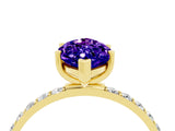 Yellow gold Marquise Cut Tanzanite Solitaire Ring with Pave Band and Four Prong Setting_28