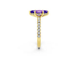 Yellow gold Marquise Cut Tanzanite Solitaire Ring with Round  Pavé Band and Four-Prong Setting_38