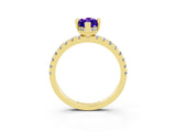 Yellow gold Marquise Cut Tanzanite Solitaire Ring with Round  Pavé Band and Four-Prong Setting_39
