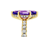 Yellow gold Marquise Cut Tanzanite Solitaire Ring with Round  Pavé Band and Four-Prong Setting_41