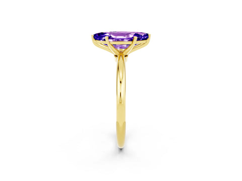 Yellow gold Marquise Cut Tanzanite Solitaire Ring with Six-Prong Setting and Classic Band_2