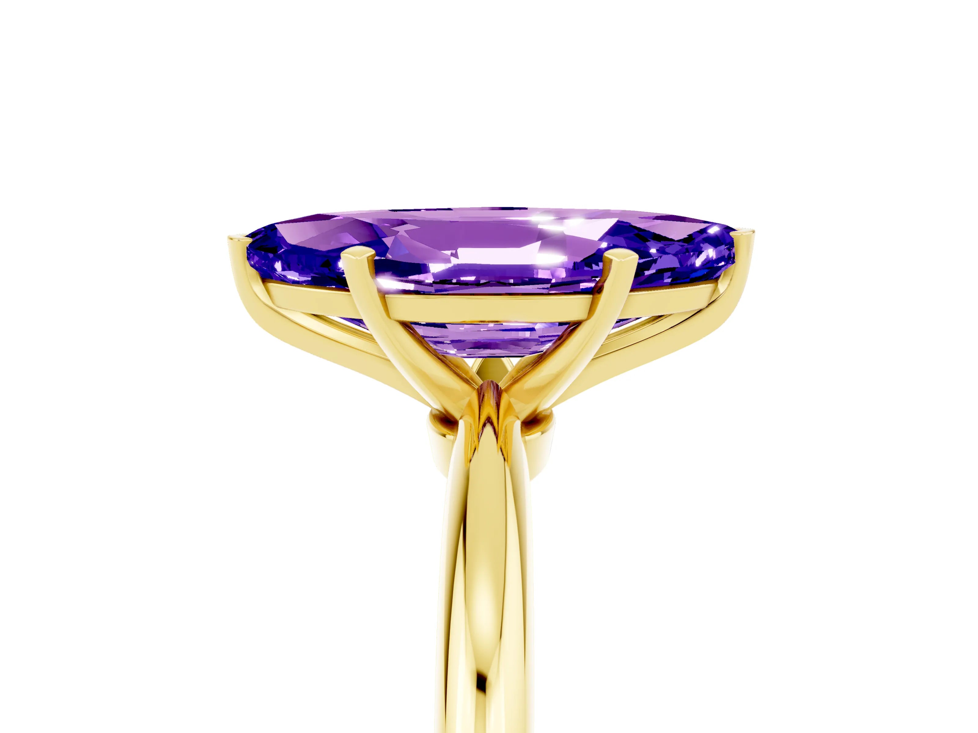 Yellow gold Marquise Cut Tanzanite Solitaire Ring with Six-Prong Setting and Classic Band_5
