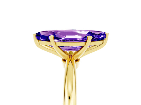 Yellow gold Marquise Cut Tanzanite Solitaire Ring with Six-Prong Setting and Classic Band_5