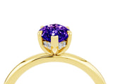 Yellow gold Marquise Cut Tanzanite Solitaire Ring with Thin Band and Four-Prong Setting_16