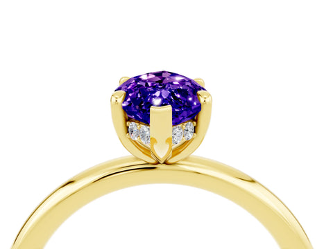 Yellow gold Marquise Cut Tanzanite Solitaire Ring with Thin Band and Four-Prong Setting_16