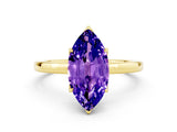 Yellow gold Marquise Cut Tanzanite Solitaire Ring with Thin Band and Prong Setting_12