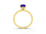 Yellow gold Marquise Cut Tanzanite Solitaire Ring with Thin Band and Prong Setting_15