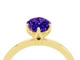 Yellow gold Marquise Cut Tanzanite Solitaire Ring with Thin Band and Prong Setting_16