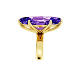 Yellow gold Marquise Cut Tanzanite Solitaire Ring with Thin Band and Prong Setting_17