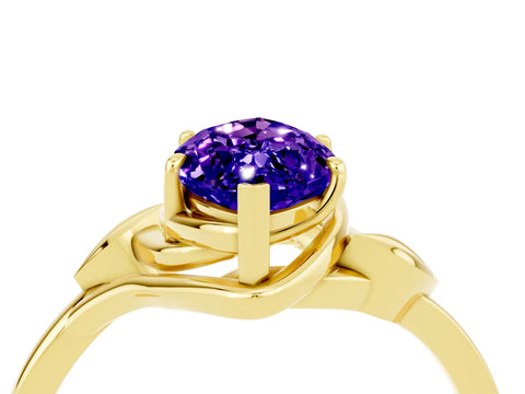 Yellow gold Marquise Cut Tanzanite Solitaire Ring with Twist Band and Four-Prong Setting_28
