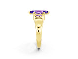 Yellow gold Marquise Cut Tanzanite Solitaire Ring with Wide Band and Prong Setting_2