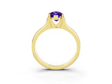 Yellow gold Marquise Cut Tanzanite Solitaire Ring with Wide Band and Prong Setting_3