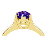 Yellow gold Marquise Cut Tanzanite Solitaire Ring with Wide Band and Prong Setting_4