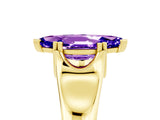 Yellow gold Marquise Cut Tanzanite Solitaire Ring with Wide Band and Prong Setting_5