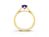 Yellow gold Marquise Cut Tanzanite Solitaire Twist Band Prong Setting Ring_39