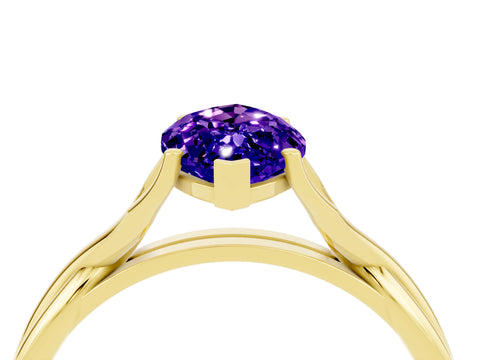 Yellow gold Marquise Cut Tanzanite Solitaire Twist Band Prong Setting Ring_40